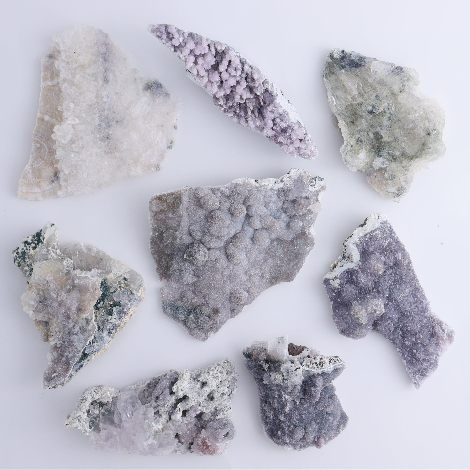 Amethyst Flower Clusters Set of 8 - Expert Wholesale and Supplier of Wholesale Crystals & Bulk Gemstones, ["Amethyst","Amethyst Flowers","close_50"]