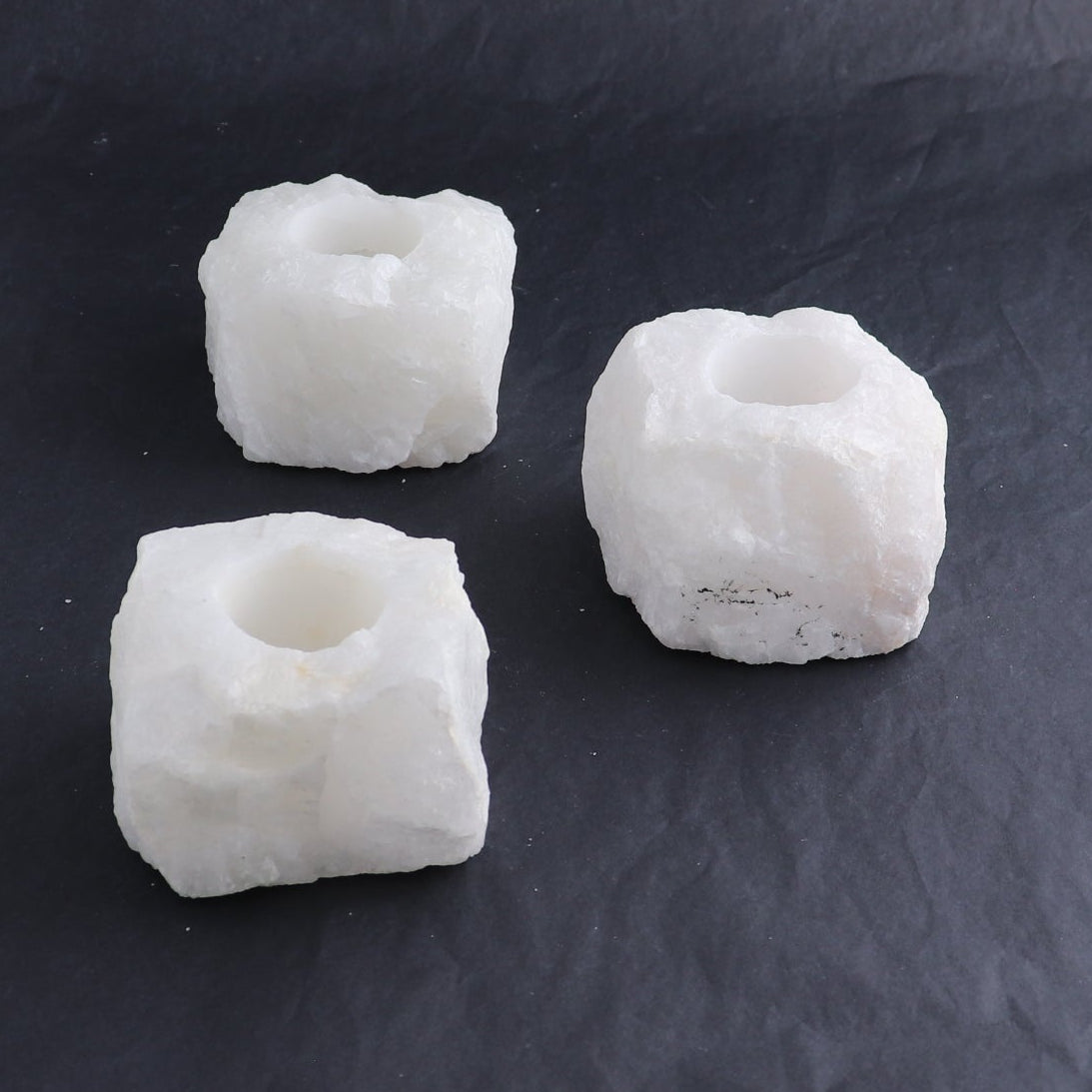 One White Quartz Candle Holder Rough