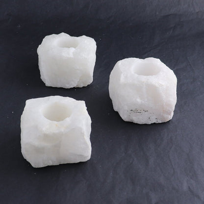 One White Quartz Candle Holder Rough