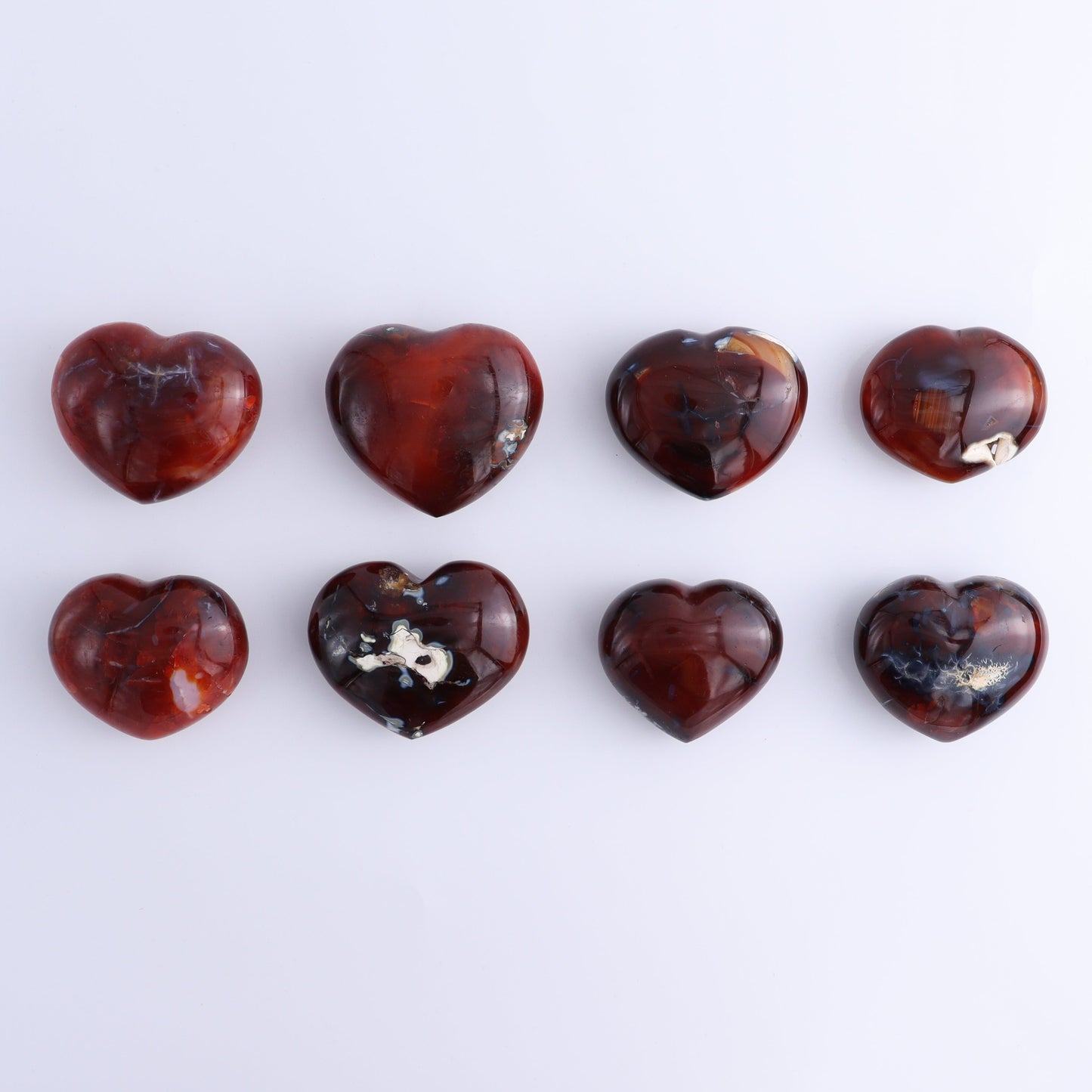 Carnelian Hearts Set of 8 - Expert Wholesale and Supplier of Wholesale Crystals & Bulk Gemstones, ["carnelian","Hearts","Madagascar"]