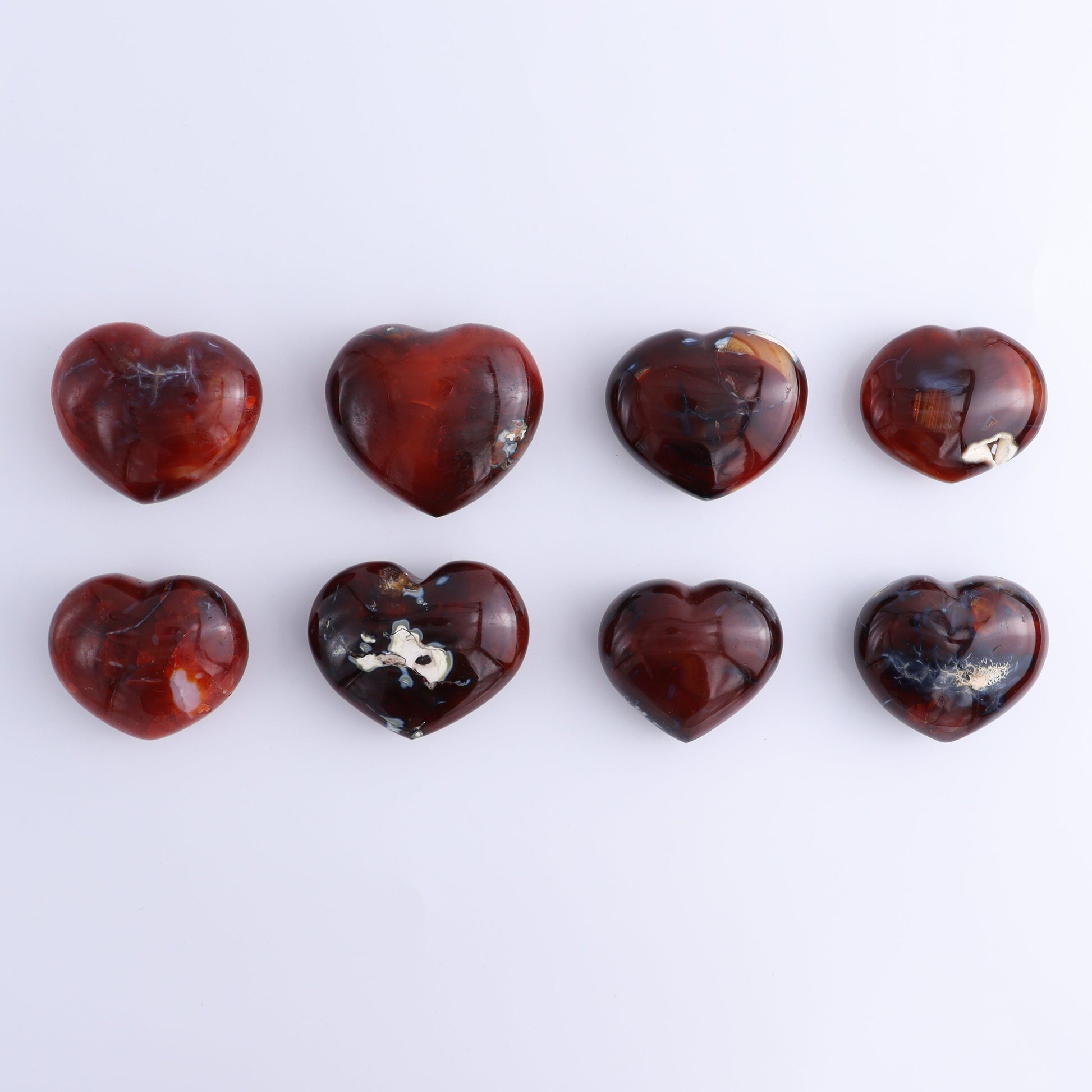 Carnelian Hearts Set of 8 - Expert Wholesale and Supplier of Wholesale Crystals & Bulk Gemstones, ["carnelian","Hearts","Madagascar"]