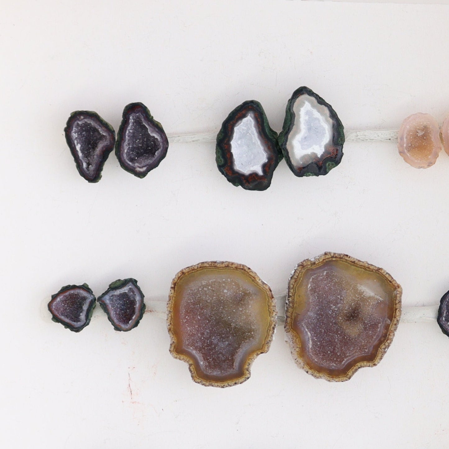 Tabasco Geodes 9 Pairs - Expert Wholesale and Supplier of Wholesale Crystals & Bulk Gemstones, ["Geodes","Tabasco Geode"]