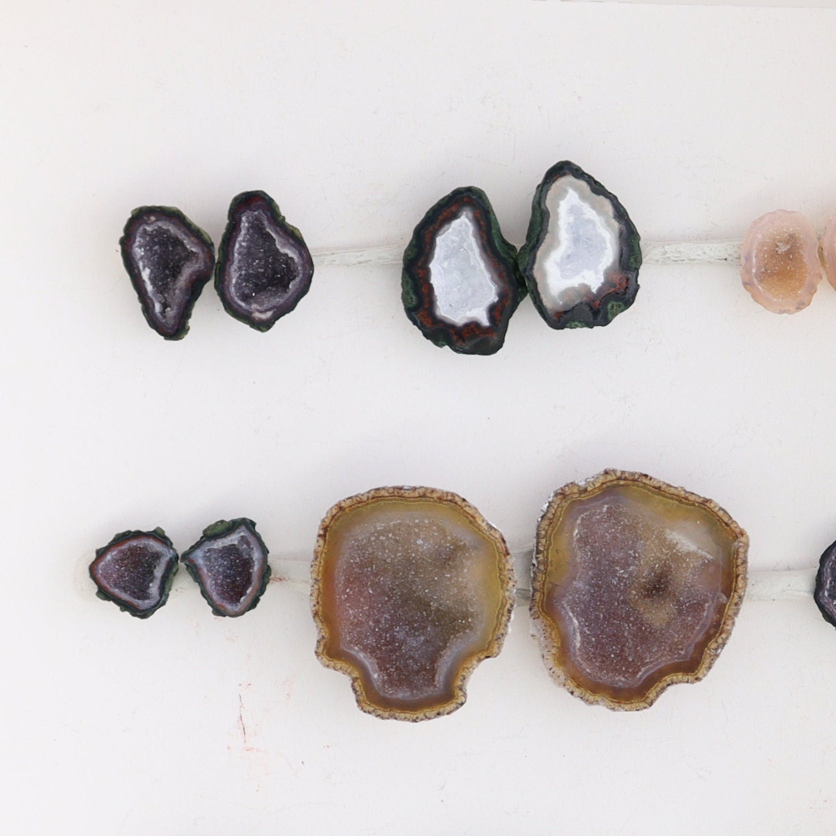 Tabasco Geodes 9 Pairs - Expert Wholesale and Supplier of Wholesale Crystals & Bulk Gemstones, ["Geodes","Tabasco Geode"]
