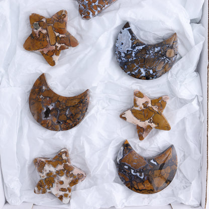 Brecciated Jasper Moons, Stars, and Clouds Set of 9 - Expert Wholesale and Supplier of Wholesale Crystals & Bulk Gemstones, ["Brecciated Jasper","Clouds","Indonesia","moons","stars"]
