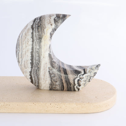 One Standing Moon Mexican Onyx/Calcite Zebra Black - Expert Wholesale and Supplier of Wholesale Crystals & Bulk Gemstones, ["Calcite","Catalog Onyx","Mexico","moons","onyx"]