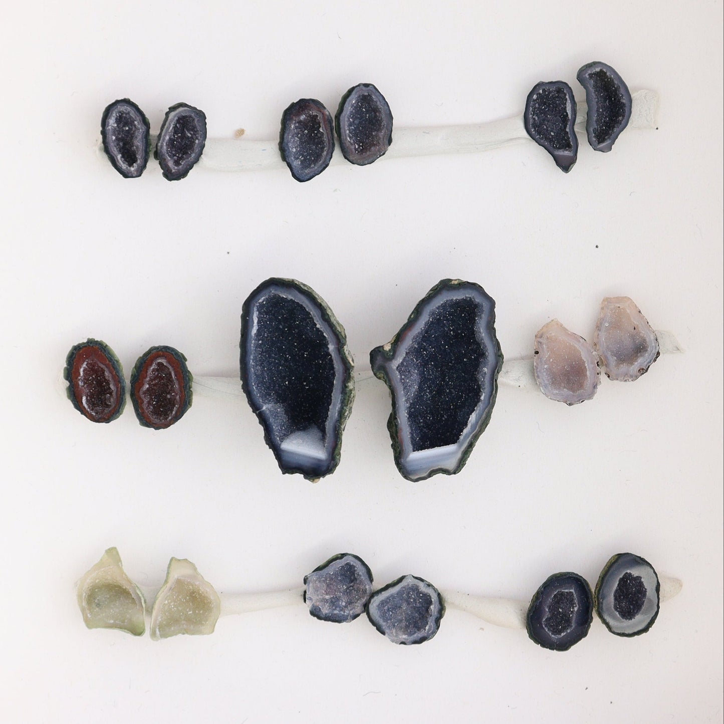 Tabasco Geodes 9 Pairs - Expert Wholesale and Supplier of Wholesale Crystals & Bulk Gemstones, ["Geodes","Tabasco Geode"]