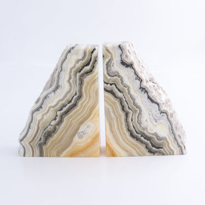 One Pair of Mexican Onyx/Calcite Yellow Zebra Rough Bookend - Expert Wholesale and Supplier of Wholesale Crystals & Bulk Gemstones, ["Bookends","Calcite","Catalog Onyx","Mexico","onyx"]