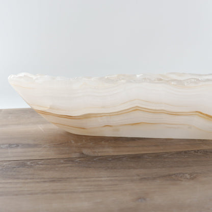 Mexican Onyx/Calcite Canoe Bowl 35"