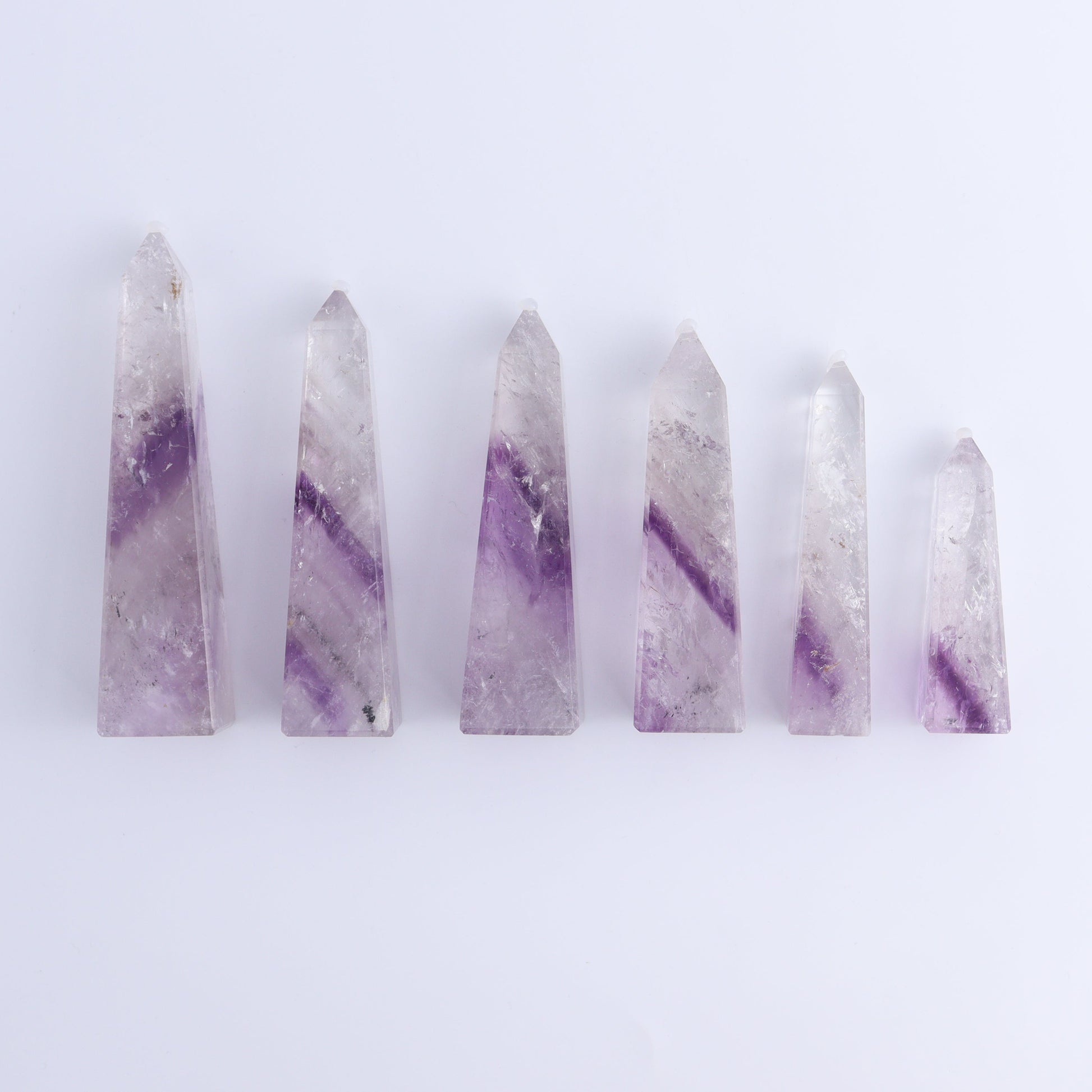 Amethyst Obelisks Set of 6 - Expert Wholesale and Supplier of Wholesale Crystals & Bulk Gemstones, ["Amethyst","Brazil","Obelisk"]