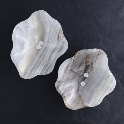 One Bowl Mexican Onyx/Calcite White & Grey Banding