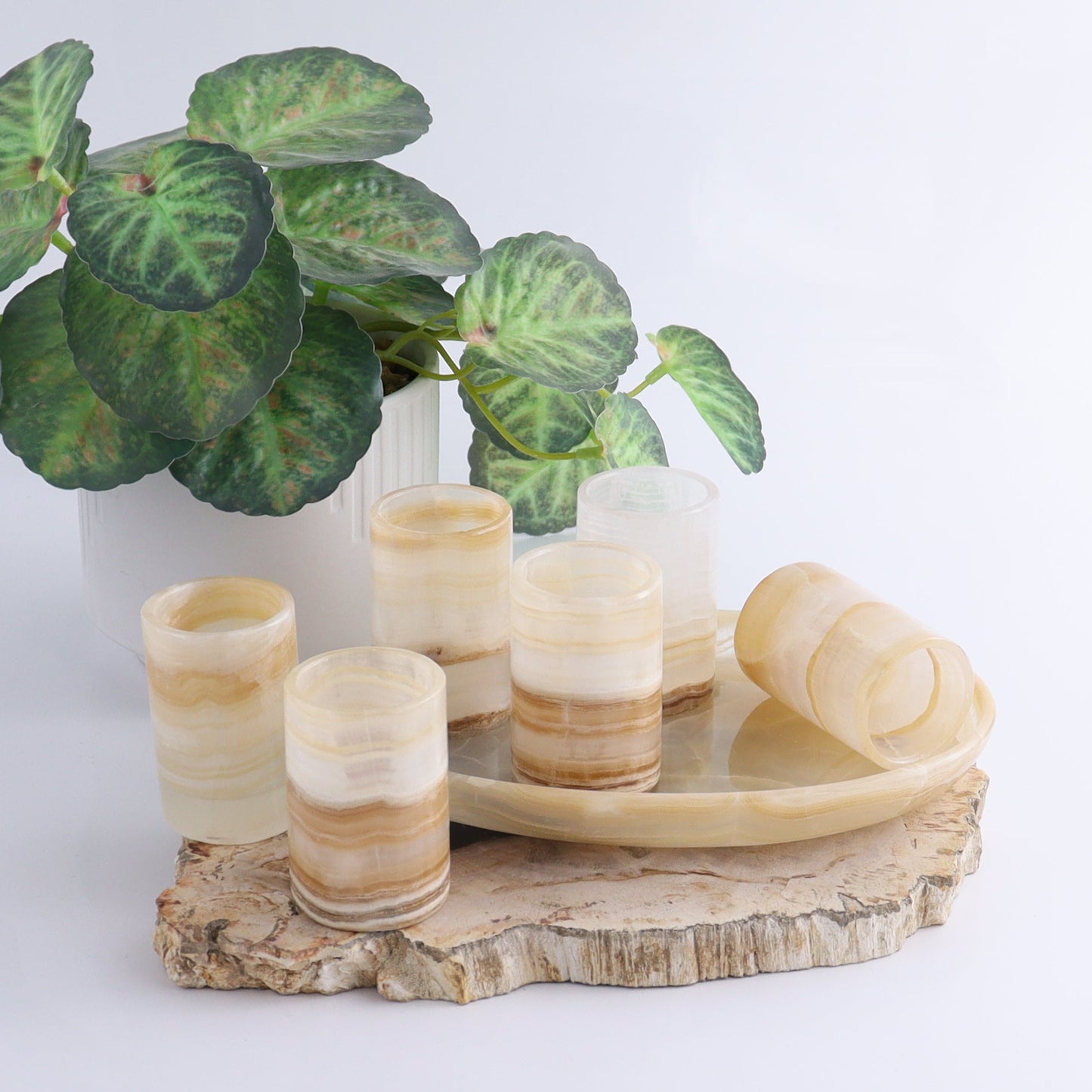 Shot Glass Set Mexican Onyx/Calcite Honey - Expert Wholesale and Supplier of Wholesale Crystals & Bulk Gemstones, ["Calcite","Catalog Onyx","Mexico","onyx","Shot Glasses"]