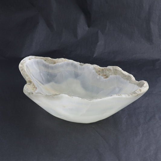 One Bowl Mexican Onyx/Calcite White with Grey Stone Edge