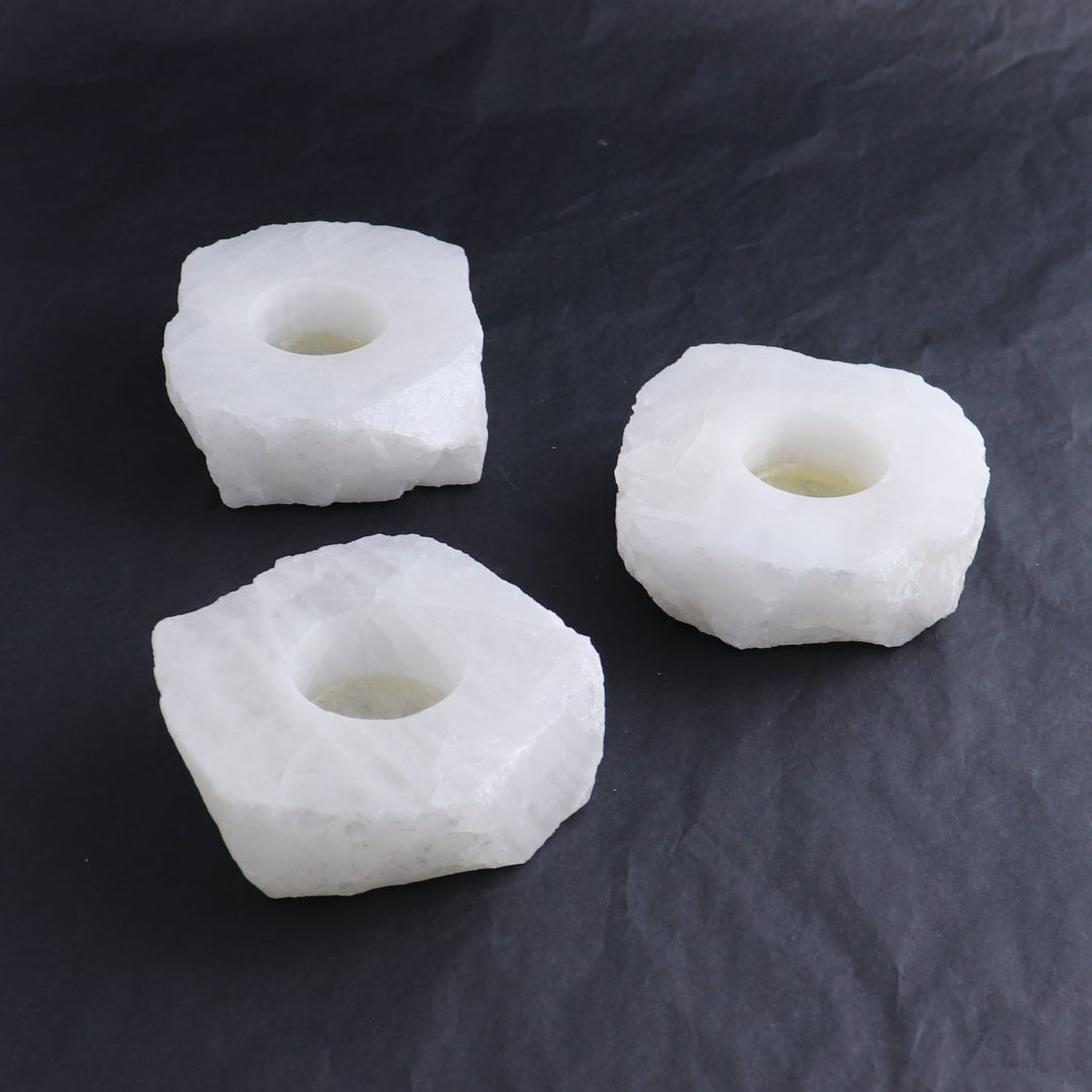One White Quartz Candle Holder Polished Top