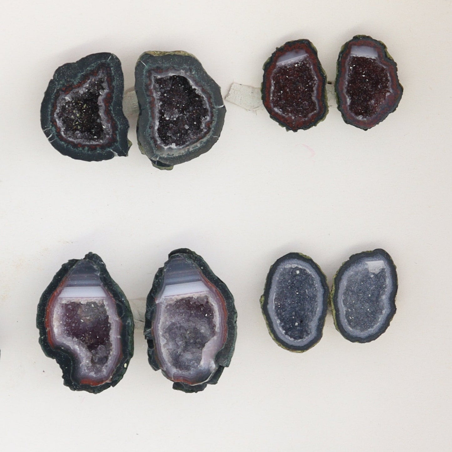 Tabasco Geodes 9 Pairs - Expert Wholesale and Supplier of Wholesale Crystals & Bulk Gemstones, ["Geodes","Tabasco Geode"]
