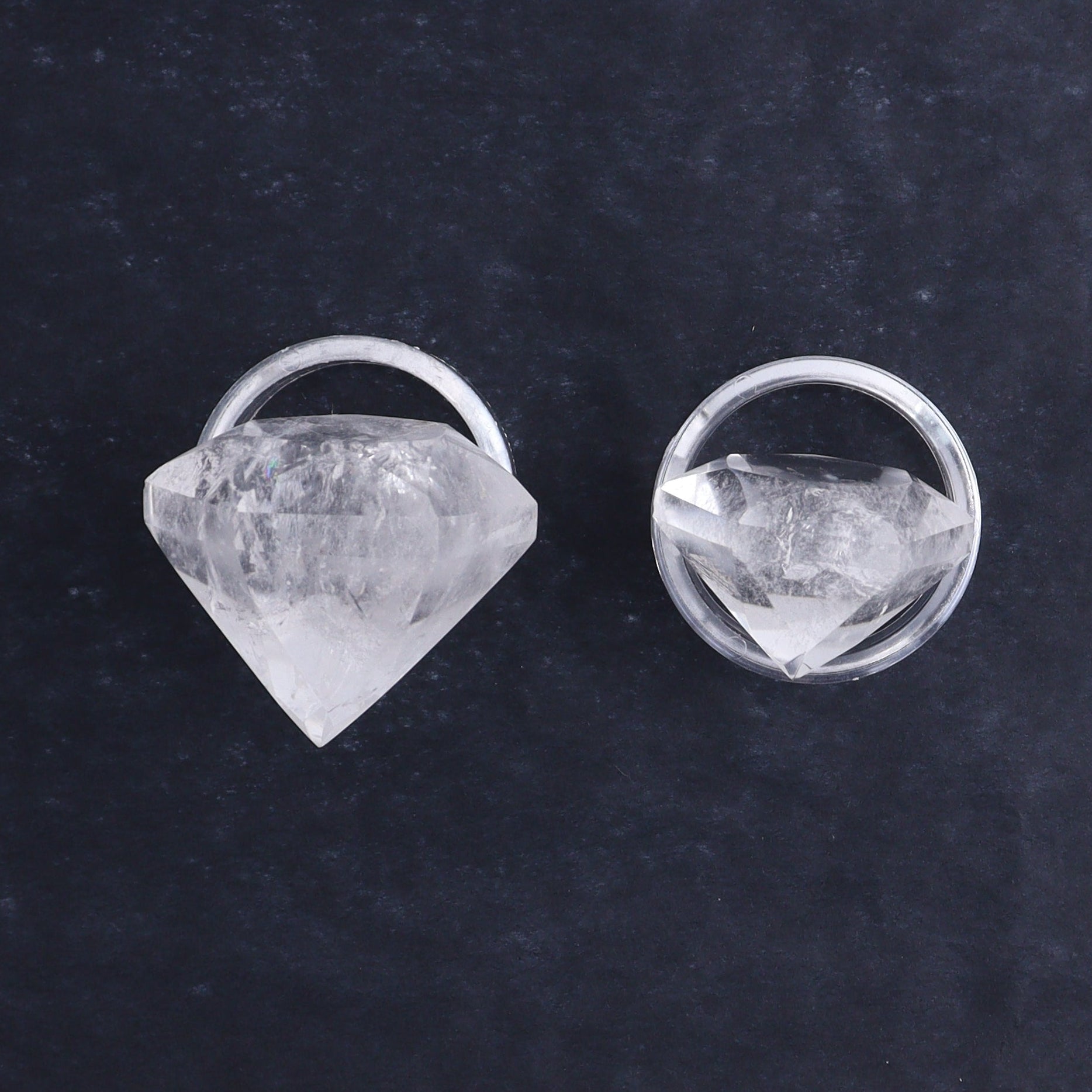 Quartz Diamond Shaped Carvings Set of 6 - Expert Wholesale and Supplier of Wholesale Crystals & Bulk Gemstones, ["Brazil","Clear Quartz","Mixed Carvings","Quartz"]