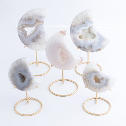 Agate Moons with Stand Set of 5 - Expert Wholesale and Supplier of Wholesale Crystals & Bulk Gemstones, ["Agate","Brazil","moons"]