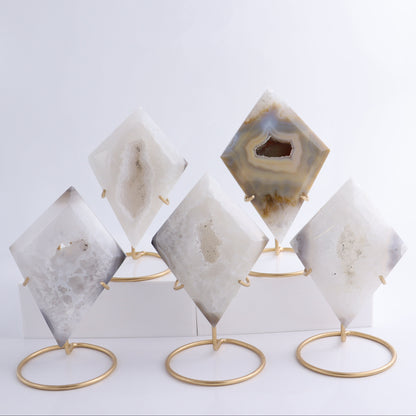 Agate Diamond Carving with Stands Set of 5 - Expert Wholesale and Supplier of Wholesale Crystals & Bulk Gemstones, ["Agate","Diamond"]