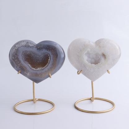 Agate Hearts with Stand Set of 6 - Expert Wholesale and Supplier of Wholesale Crystals & Bulk Gemstones, ["Agate","Brazil","Hearts"]