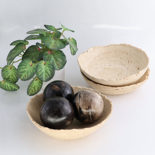 One Travertine Bowl Large - Expert Wholesale and Supplier of Wholesale Crystals & Bulk Gemstones, ["bowl","Catalog Onyx","Decorative Dish","Mexico","Travertine"]