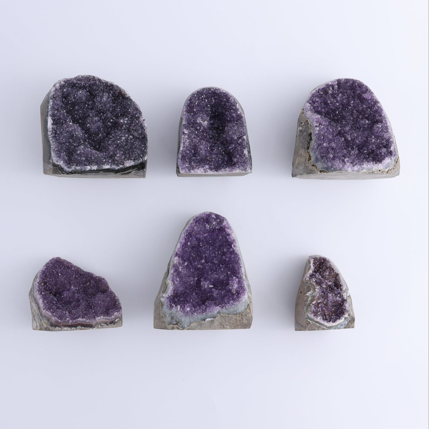 Uruguay Amethyst Cut Base Set of 6 - Expert Wholesale and Supplier of Wholesale Crystals & Bulk Gemstones, ["Amethyst","Cut Base","Uruguay"]