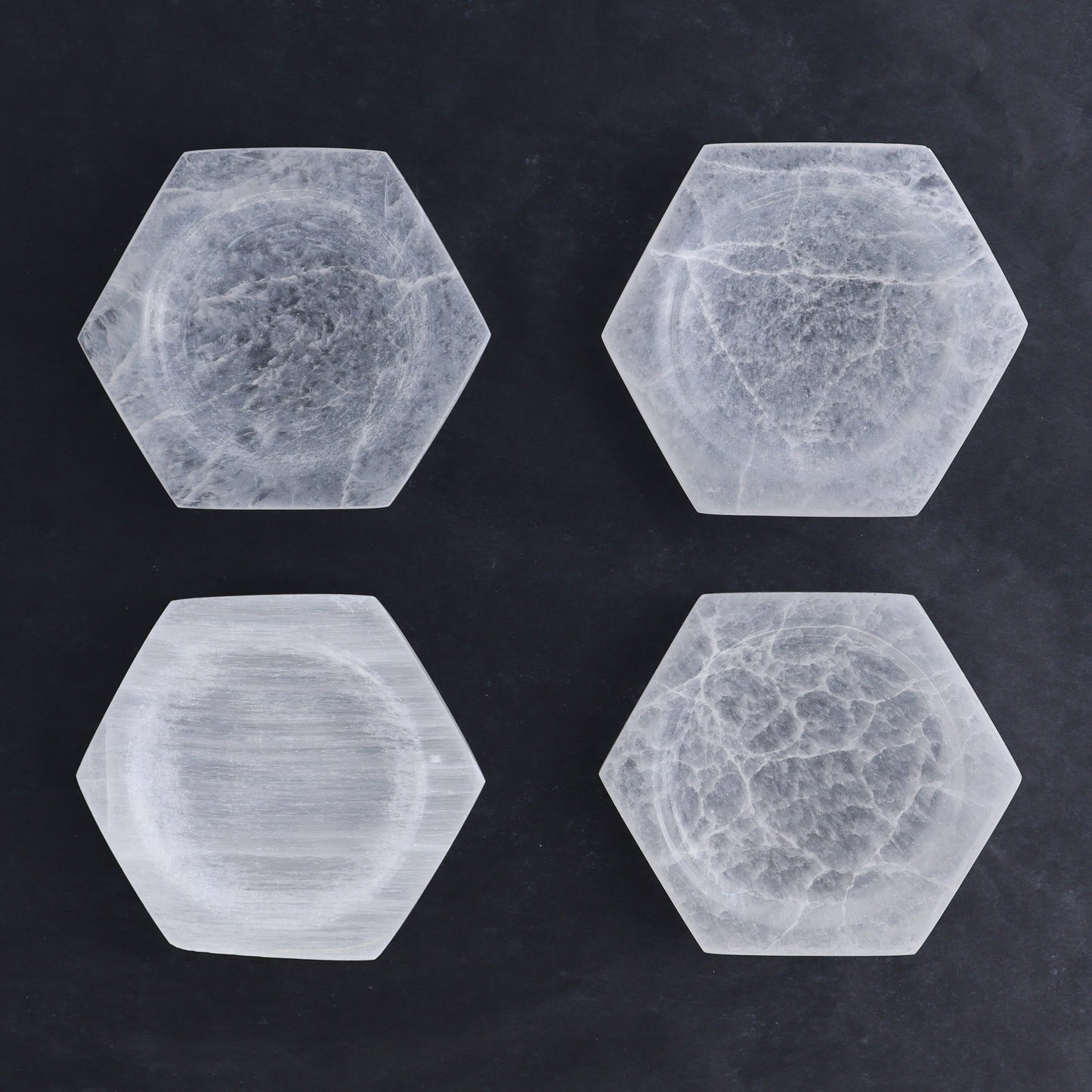 One Selenite (Satin Spar) Hexagon Shallow Bowl 10 cm - Expert Wholesale and Supplier of Wholesale Crystals & Bulk Gemstones, ["Bowls","Hexagon","Morocco","Selenite"]