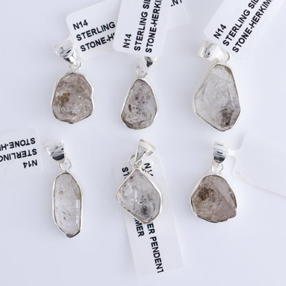 One Herkimer Sterling Silver Pendant (chain not included) - Expert Wholesale and Supplier of Wholesale Crystals & Bulk Gemstones, ["Herkimer","Pendant","Sterling Silver"]
