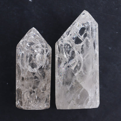 Crackled Quartz Towers Set of 3 - Expert Wholesale and Supplier of Wholesale Crystals & Bulk Gemstones, ["Clear Quartz","Crackled","Points","Quartz","Towers"]