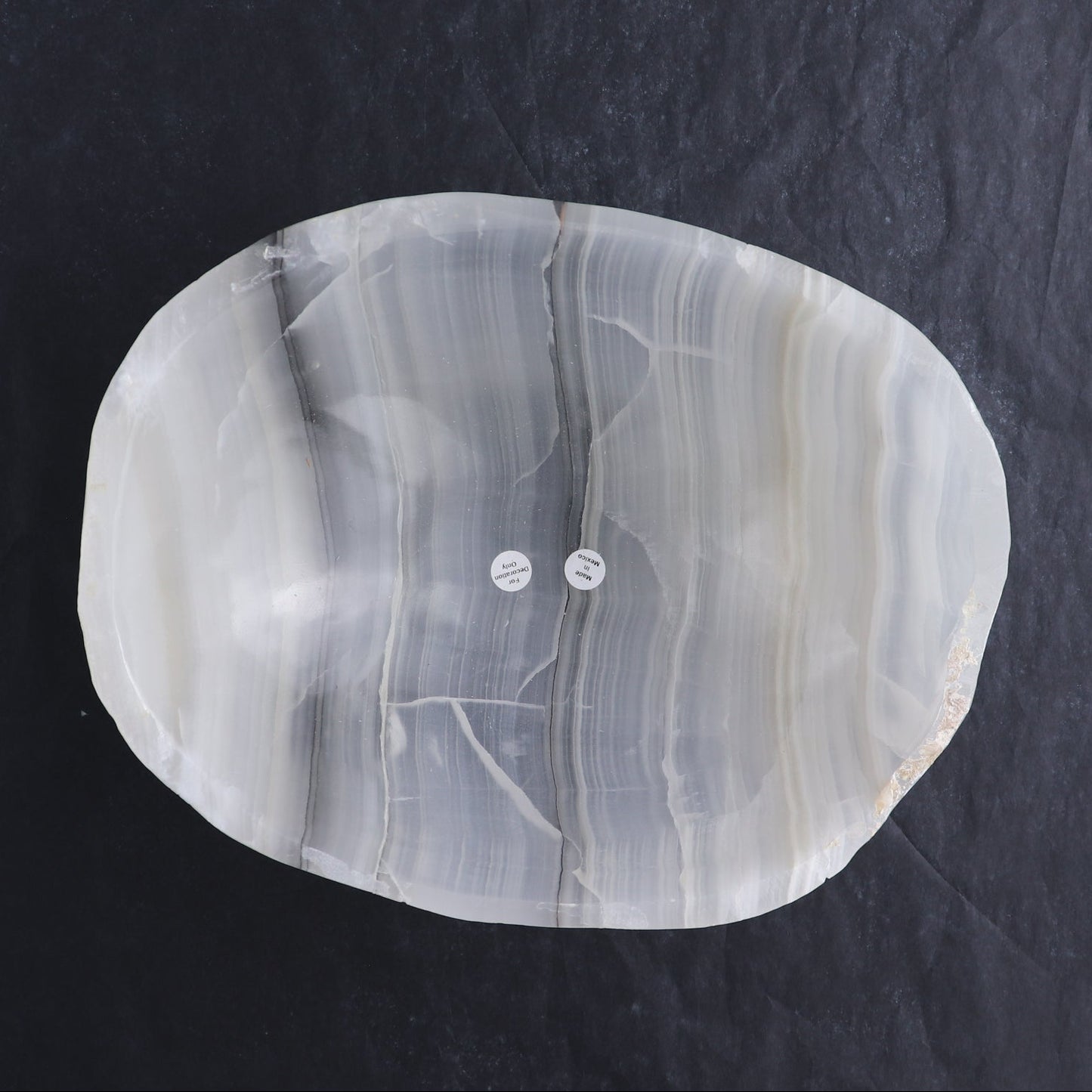 One Bowl Mexican Onyx/Calcite White with Black Banding Rough