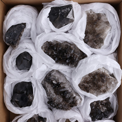 Smoky Quartz Clusters Set of 12 - Expert Wholesale and Supplier of Wholesale Crystals & Bulk Gemstones, ["Brazil","close_70","cluster","Clusters","Quartz","Smoky Quartz"]