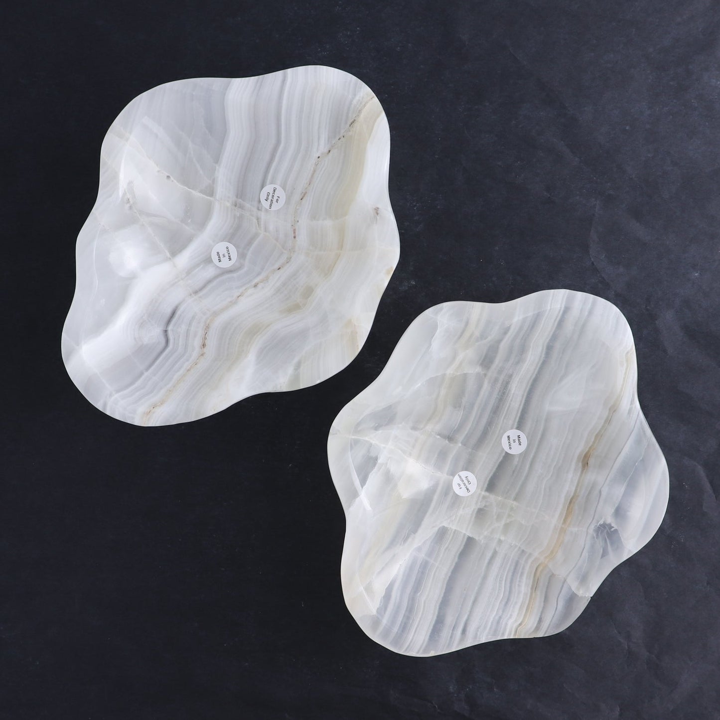 One Bowl Mexican Onyx/Calcite White & Grey Banding