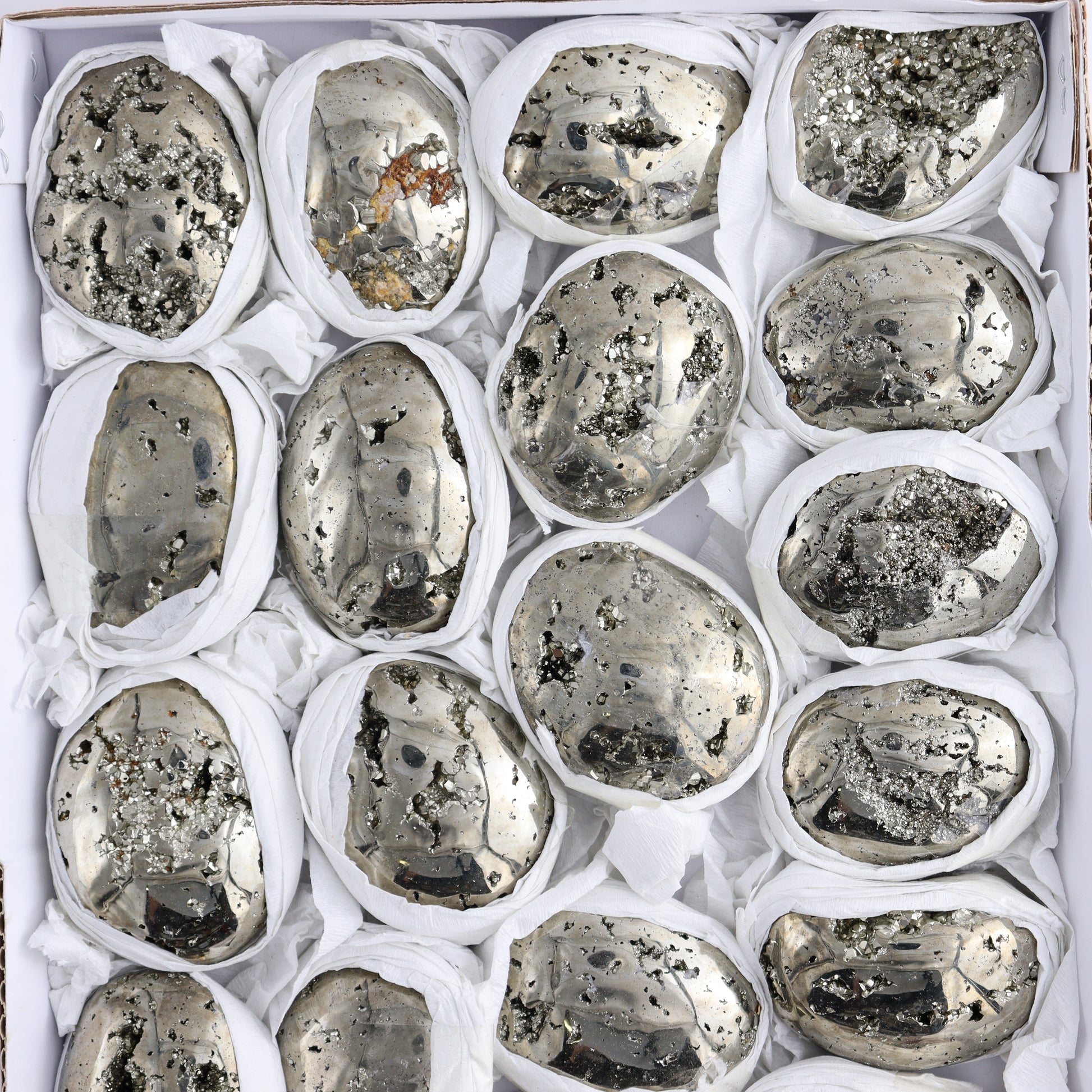 Pyrite Palm Stone Set of 21 - Expert Wholesale and Supplier of Wholesale Crystals & Bulk Gemstones, ["Freeform","Freeforms","Peru","Pyrite"]