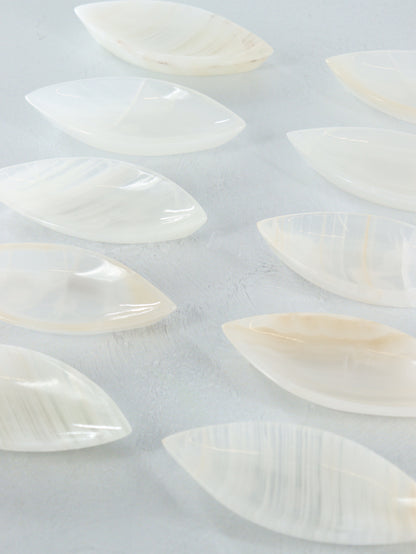 White Onyx Leaf Dishes Set of 10