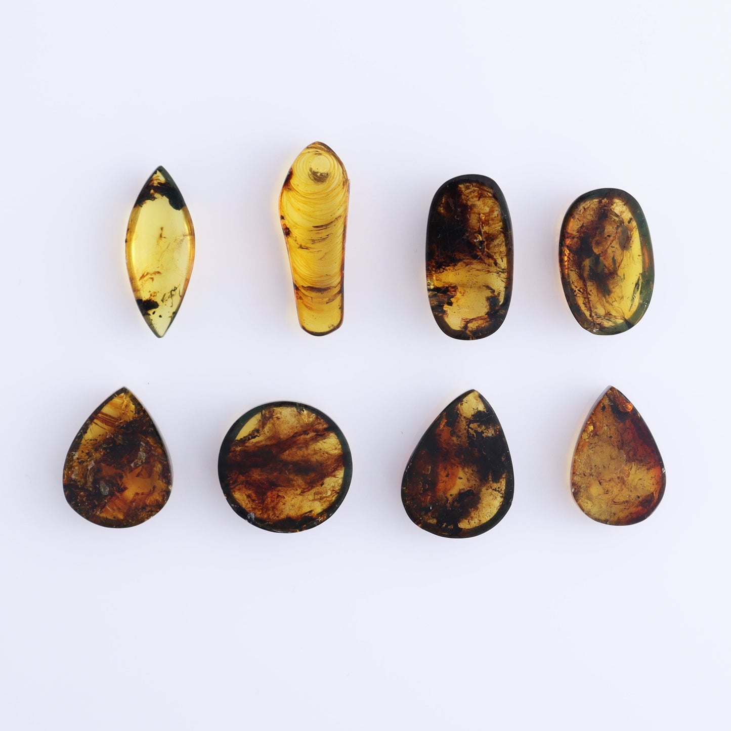 Chiapas Mexico Amber Cabs Set of 8 - Expert Wholesale and Supplier of Wholesale Crystals & Bulk Gemstones, ["Amber","Cabs","Chiapas Amber","Mexico"]