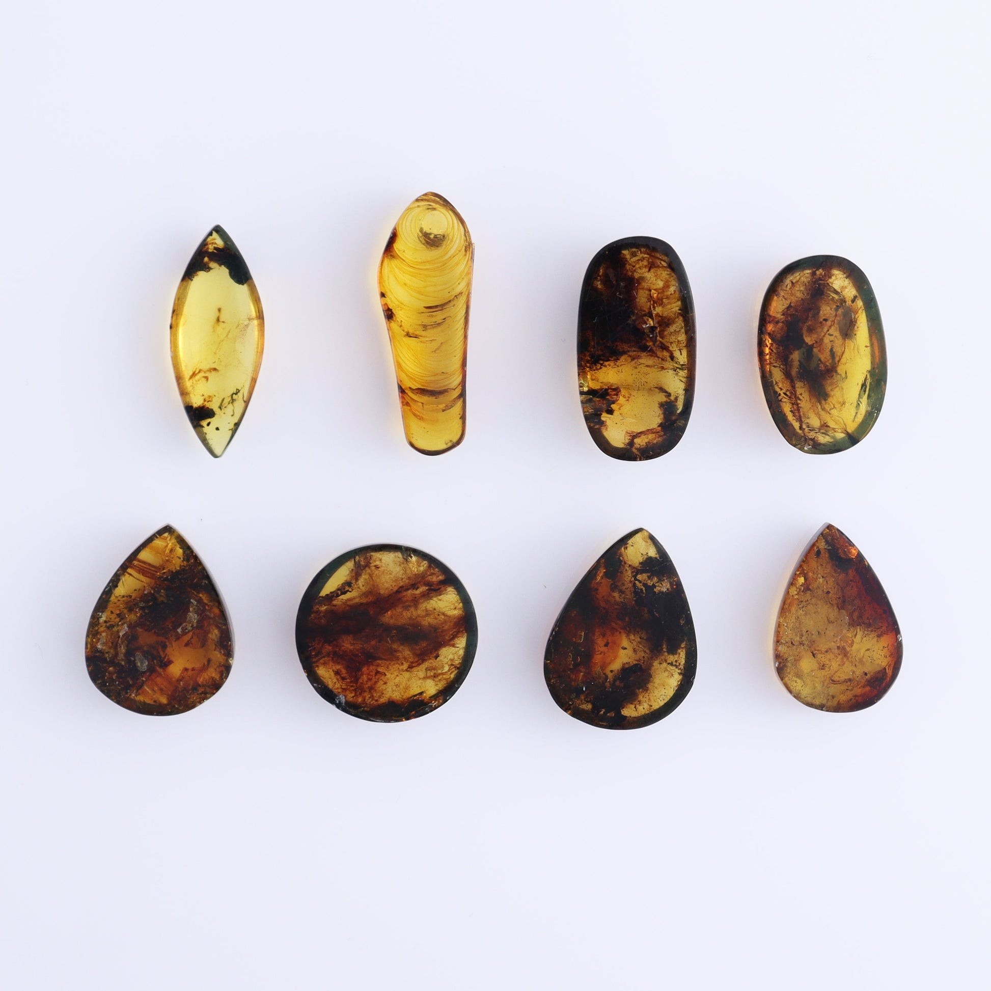 Chiapas Mexico Amber Cabs Set of 8 - Expert Wholesale and Supplier of Wholesale Crystals & Bulk Gemstones, ["Amber","Cabs","Chiapas Amber","Mexico"]