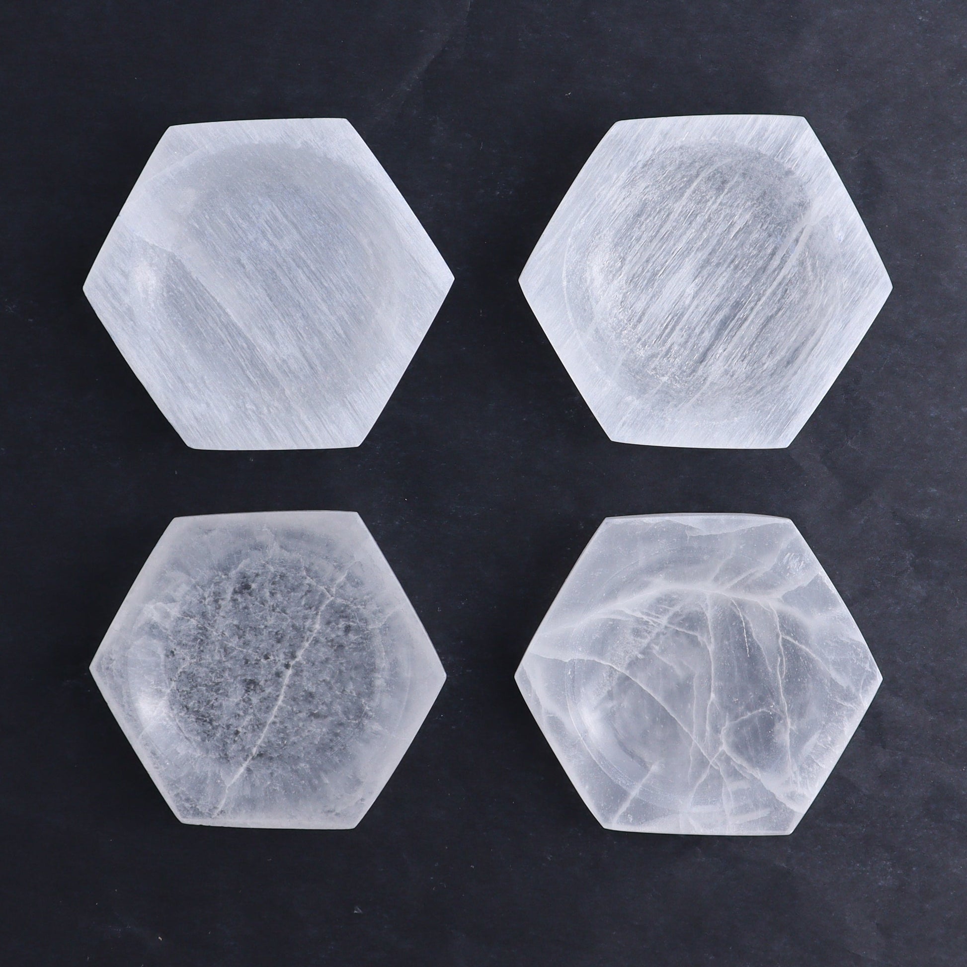 One Selenite (Satin Spar) Hexagon Shallow Bowl 7 cm - Expert Wholesale and Supplier of Wholesale Crystals & Bulk Gemstones, ["Bowls","Hexagon","Morocco","Selenite"]