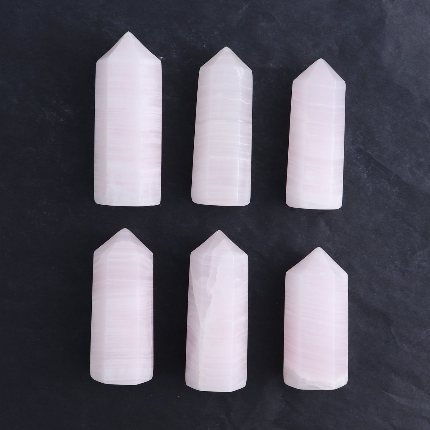 Pink Mangano Calcite Towers Set of 6