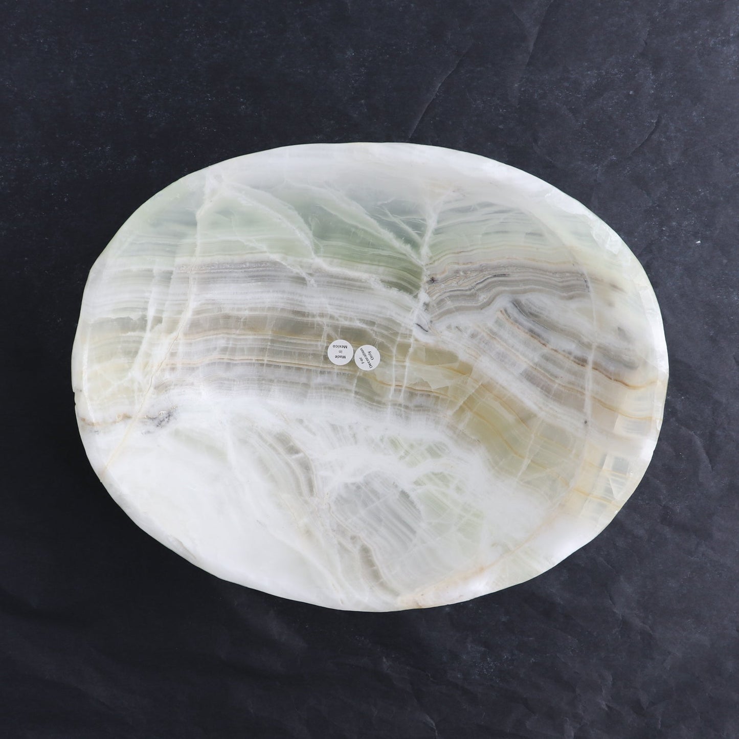 One Bowl Mexican Onyx/Calcite White with Green Banding Rough