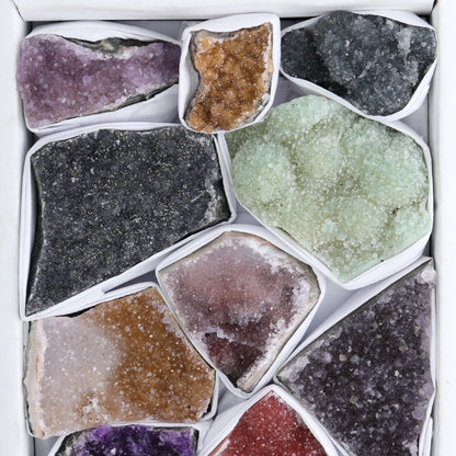 Uruguay Rainbow Amethyst Clusters Flat of 12