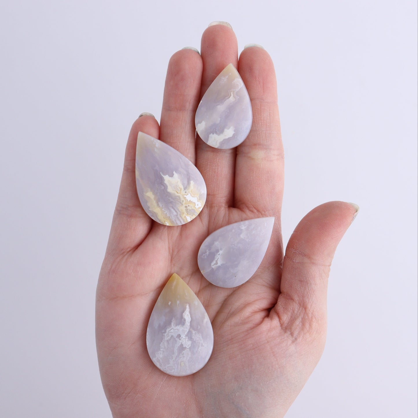 One Agate Chalcedony Teardrop Cab - Expert Wholesale and Supplier of Wholesale Crystals & Bulk Gemstones, ["Agate","Agate Chalcedony","Cabs","Teardrop"]