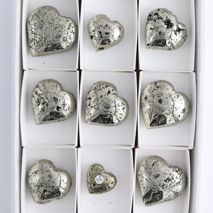 Pyrite Hearts Set of 9 - Expert Wholesale and Supplier of Wholesale Crystals & Bulk Gemstones, ["Hearts","Peru","Pyrite"]