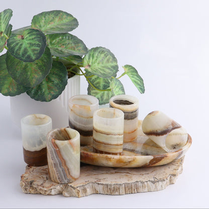 Shot Glass Set Mexican Onyx/Calcite Green - Expert Wholesale and Supplier of Wholesale Crystals & Bulk Gemstones, ["Calcite","Catalog Onyx","Mexico","onyx","Shot Glasses"]