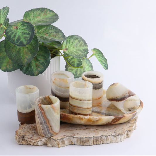 Shot Glass Set Mexican Onyx/Calcite Green - Expert Wholesale and Supplier of Wholesale Crystals & Bulk Gemstones, ["Calcite","Catalog Onyx","Mexico","onyx","Shot Glasses"]