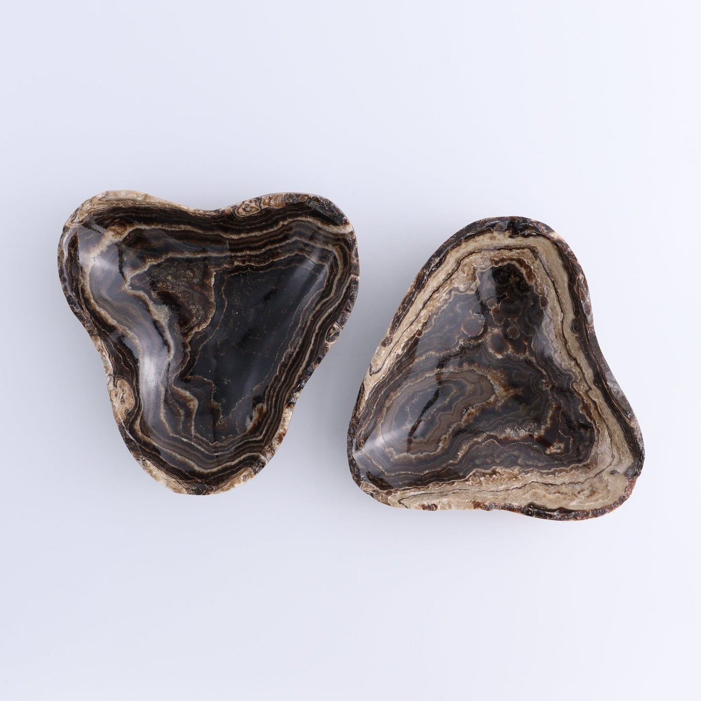 One Mexican Onyx/Calcite Chocolate Triangular Bowl - Expert Wholesale and Supplier of Wholesale Crystals & Bulk Gemstones, ["Calcite","Catalog Onyx","Decorative Dish","Mexico","onyx"]
