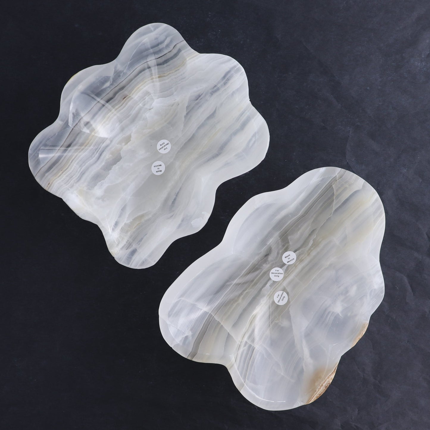 One Bowl Mexican Onyx/Calcite White & Grey Banding
