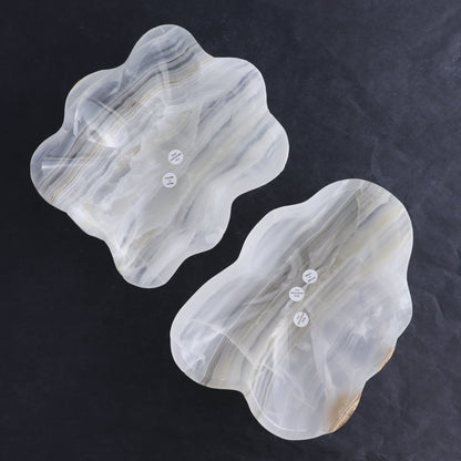 One Bowl Mexican Onyx/Calcite White & Grey Banding