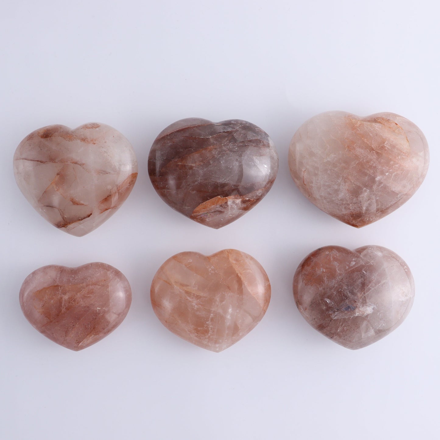 Fire Quartz Hearts Set of 6 - Expert Wholesale and Supplier of Wholesale Crystals & Bulk Gemstones, ["Fire Quartz","Hearts","Quartz"]