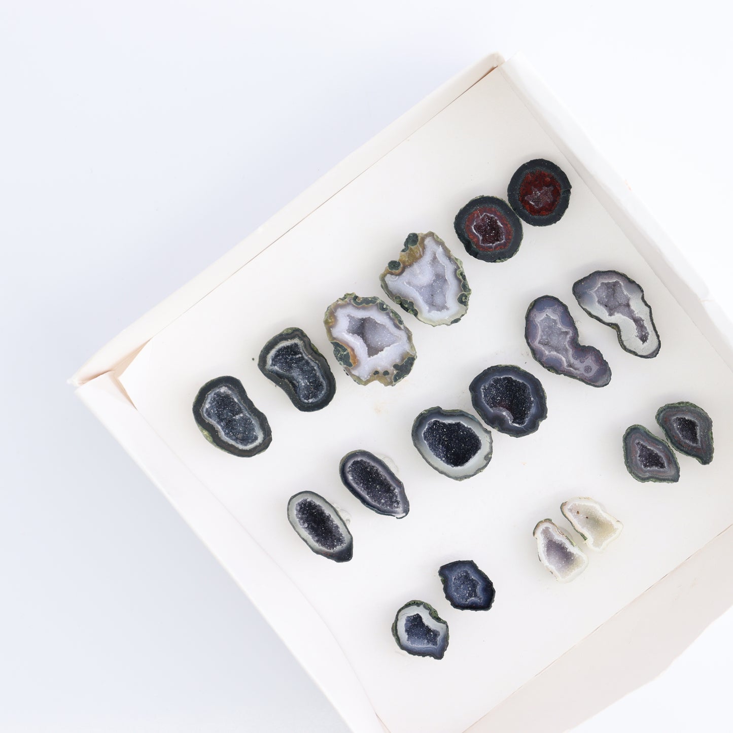 Tabasco Geodes 9 Pairs - Expert Wholesale and Supplier of Wholesale Crystals & Bulk Gemstones, ["Geodes","Tabasco Geode"]
