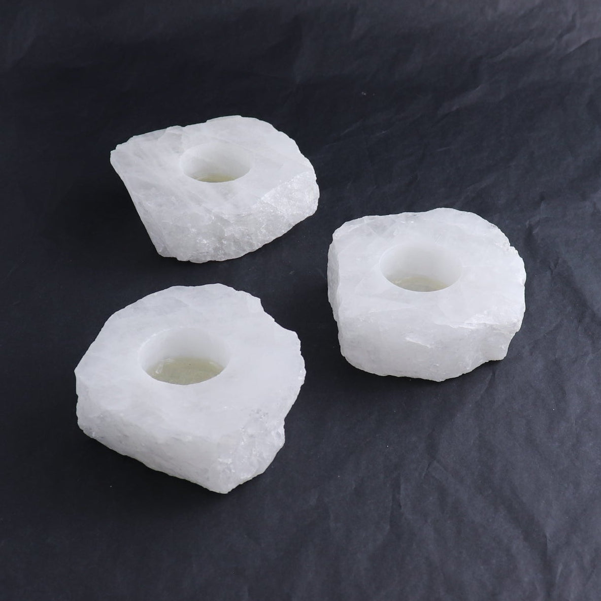 One White Quartz Candle Holder Polished Top