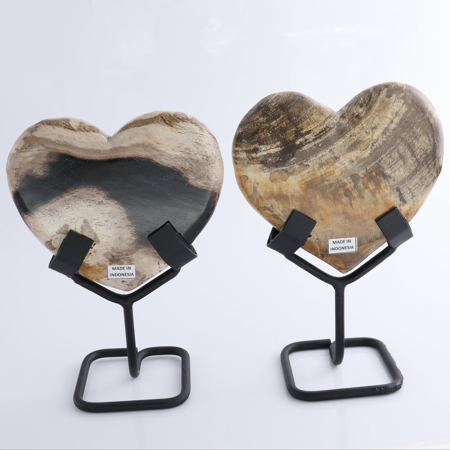 Petrified Wood Hearts with Stands Set of 4 - Expert Wholesale and Supplier of Wholesale Crystals & Bulk Gemstones, ["Hearts","Indonesia","Petrified Wood"]