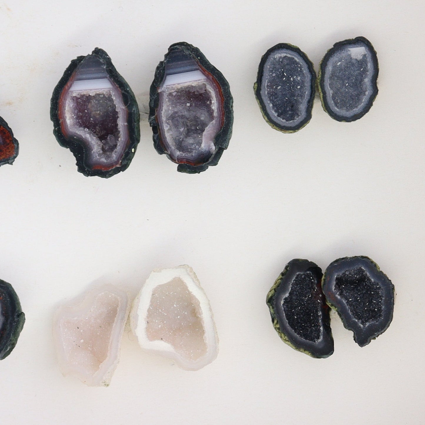 Tabasco Geodes 9 Pairs - Expert Wholesale and Supplier of Wholesale Crystals & Bulk Gemstones, ["Geodes","Tabasco Geode"]